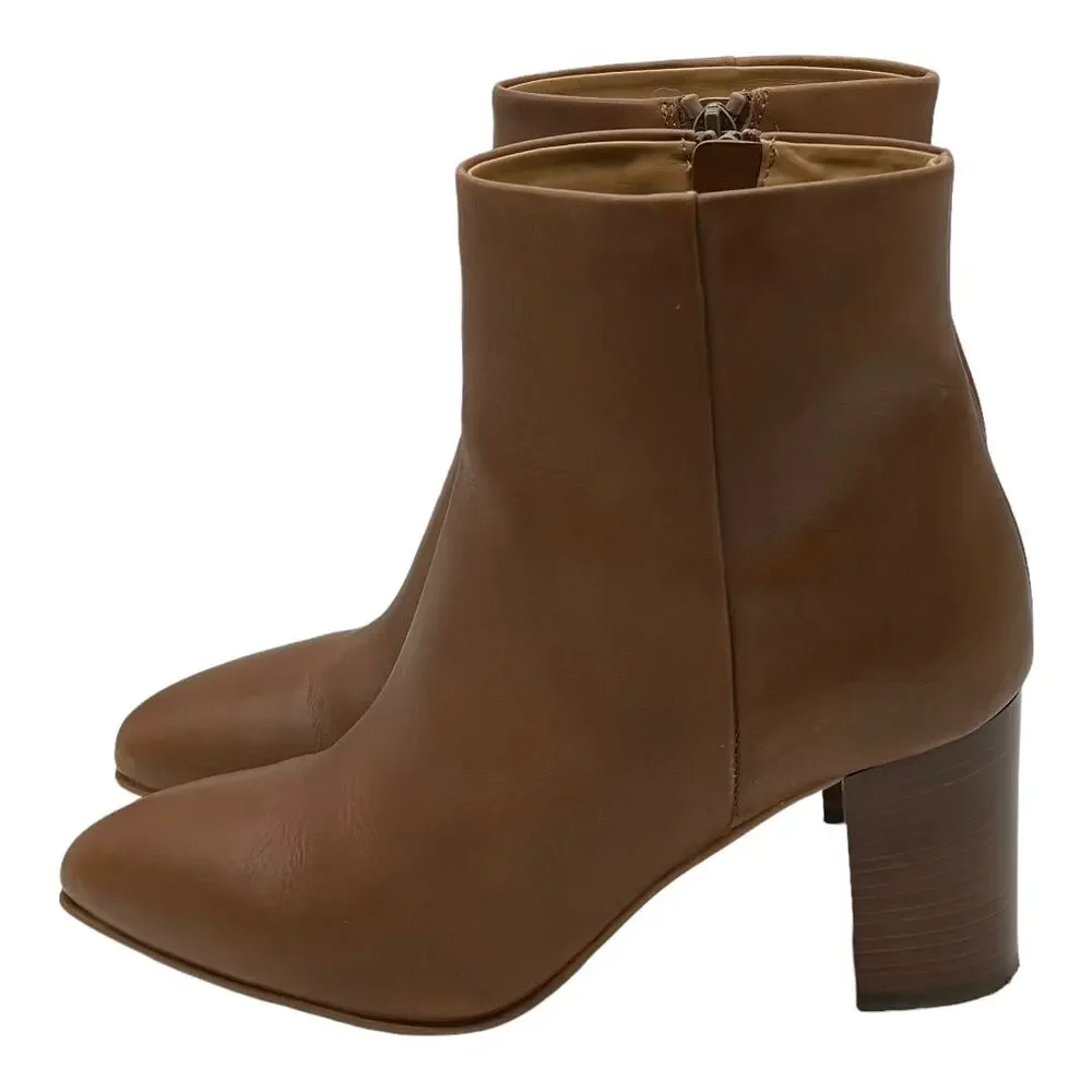 Aquatalia Florita Leather Ankle Boots - Brown - 8.5